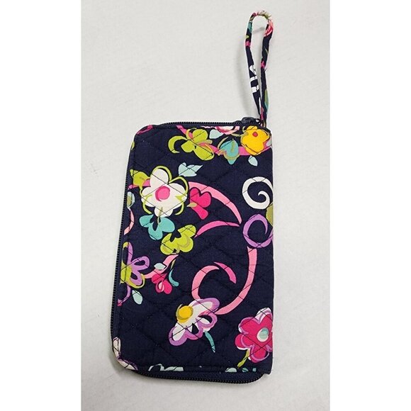 Vera Bradley Wristlet Wallet In Midnight With Multicolor Butterfly Floral Patter - Picture 5 of 12